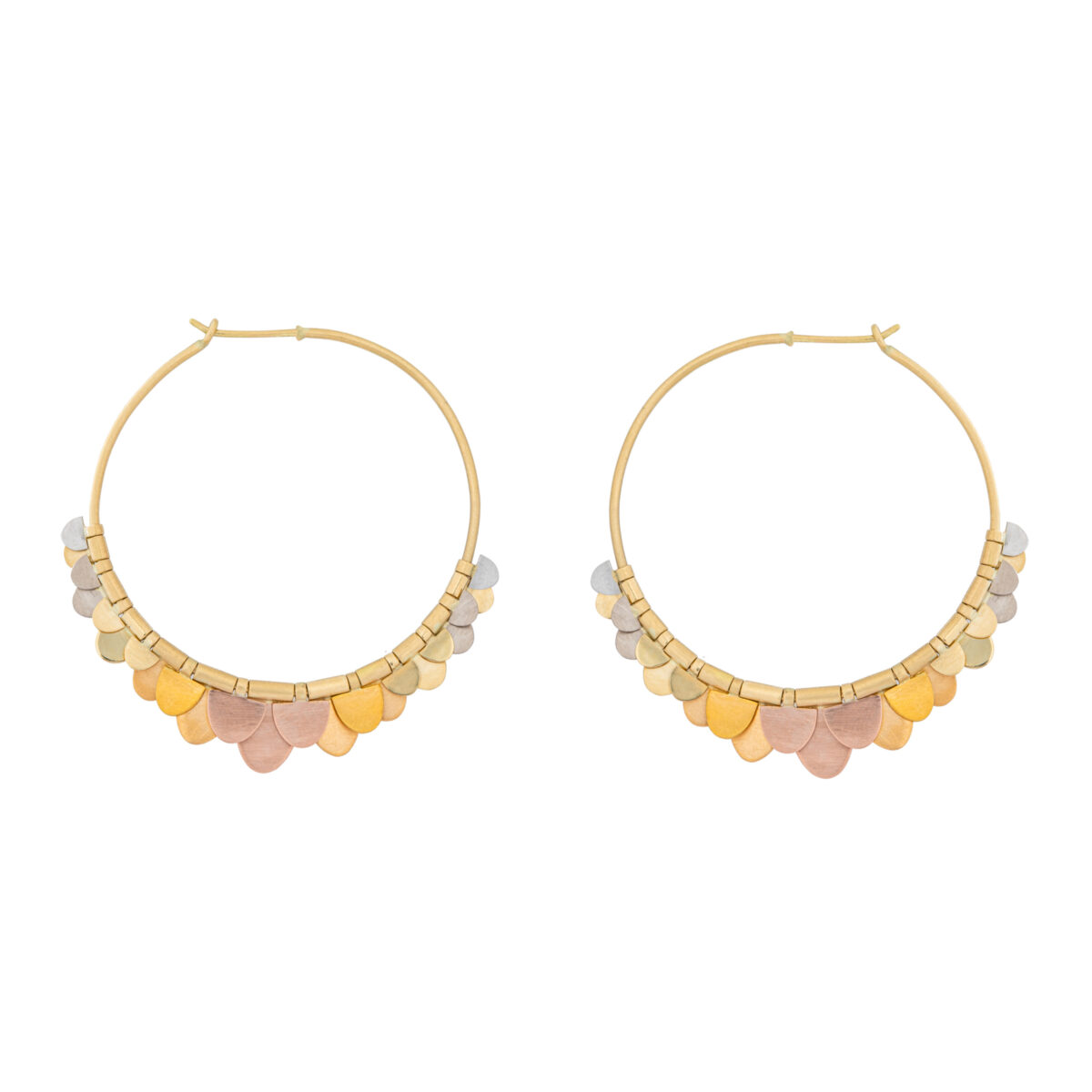 Multi Gold and Platinum Flutter Hoop Earrings