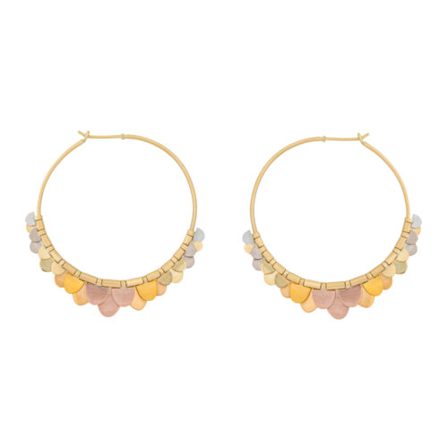 Multi Gold and Platinum Flutter Hoop Earrings