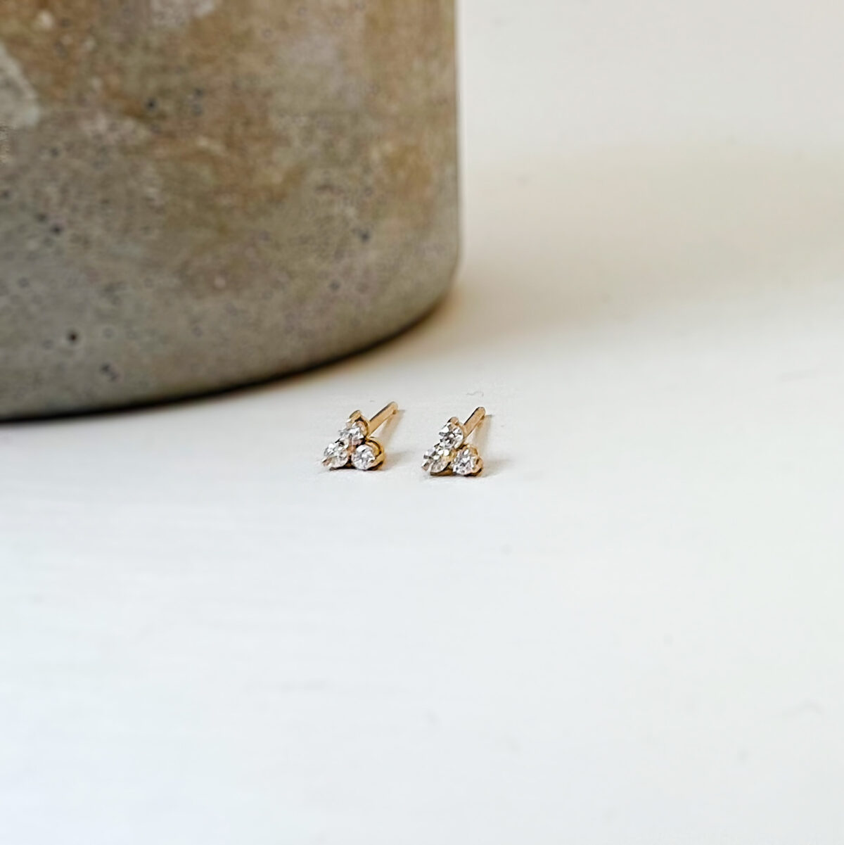 Yellow Gold Trio Diamond Stud