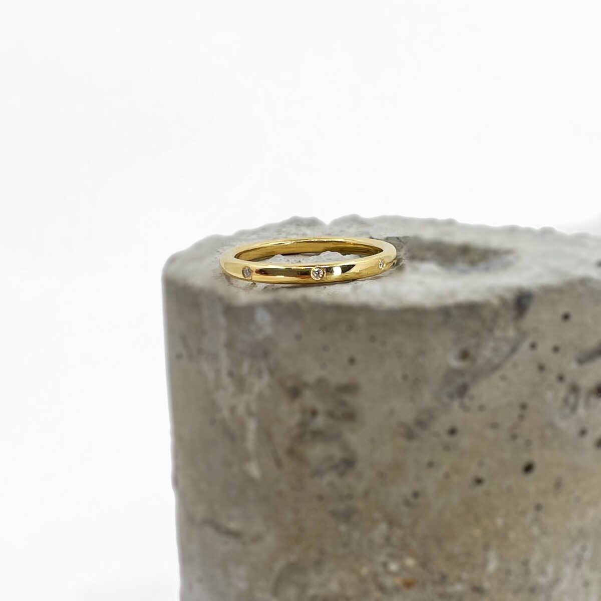 Yellow Gold and Diamond High Polished Band