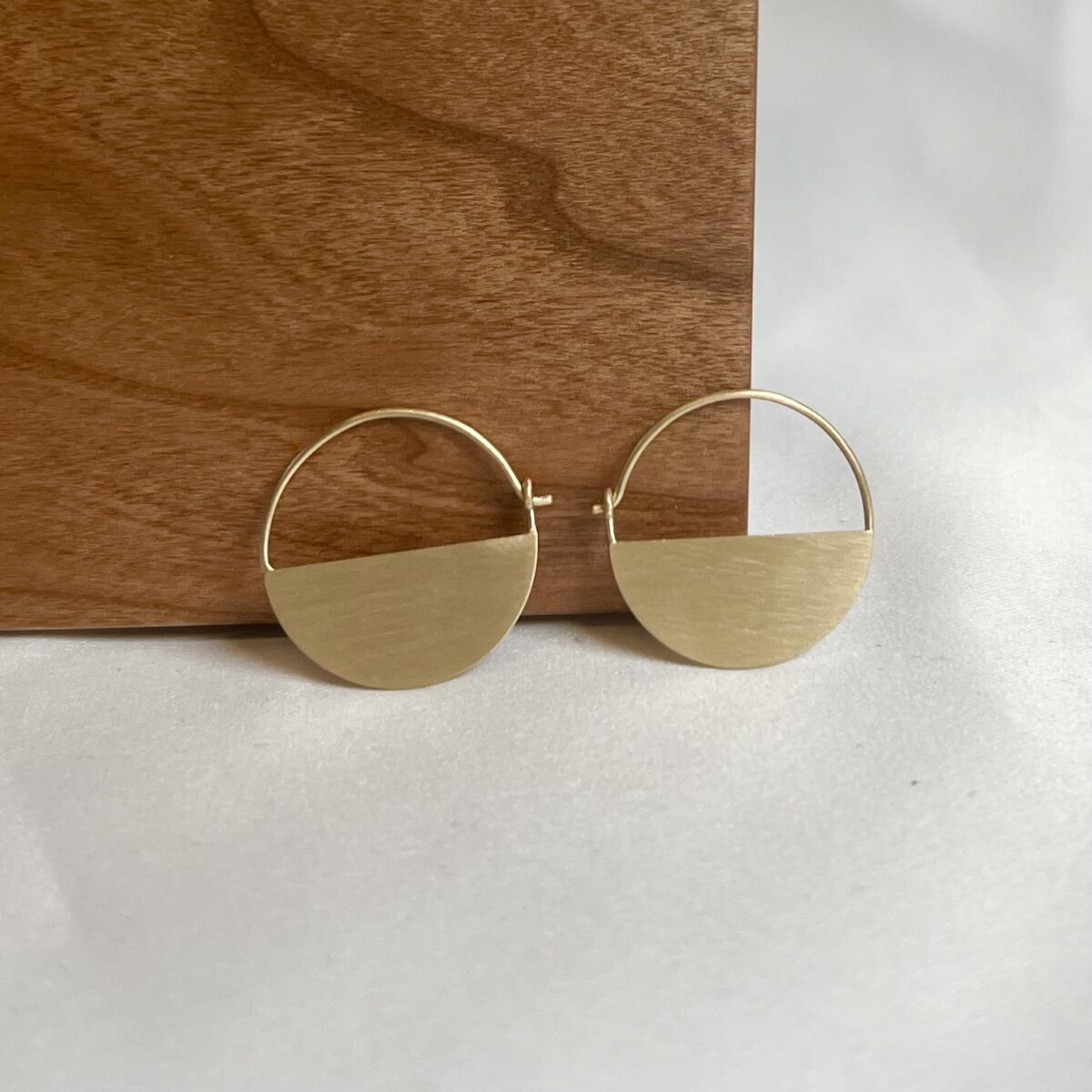 Yellow Gold Half Moon Hoop Earrings