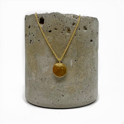 Yellow Gold Disc Pendant Necklace