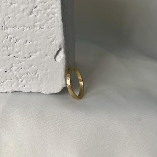 Yellow Gold Thin Hammered Band