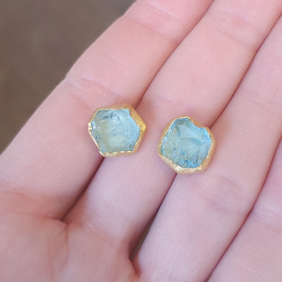 Aquamarine Crystal Stud Earring