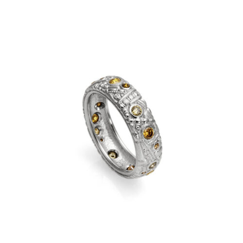 Platinum and Natural Colored Diamond Band