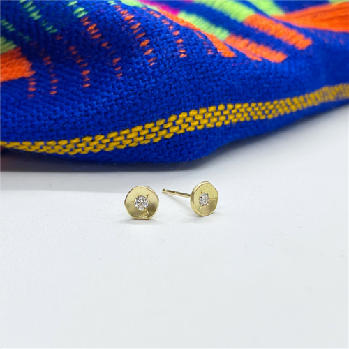 Yellow Gold and Diamond Stud Earrings