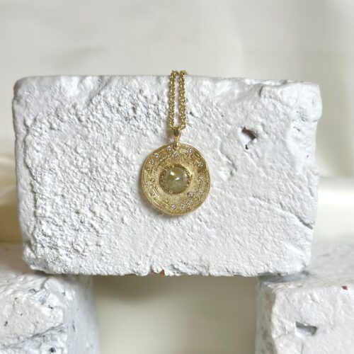 Yellow Gold and Gray Diamond Pendant