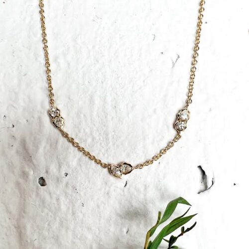 Gold and Diamond Posey 3 Station Necklace