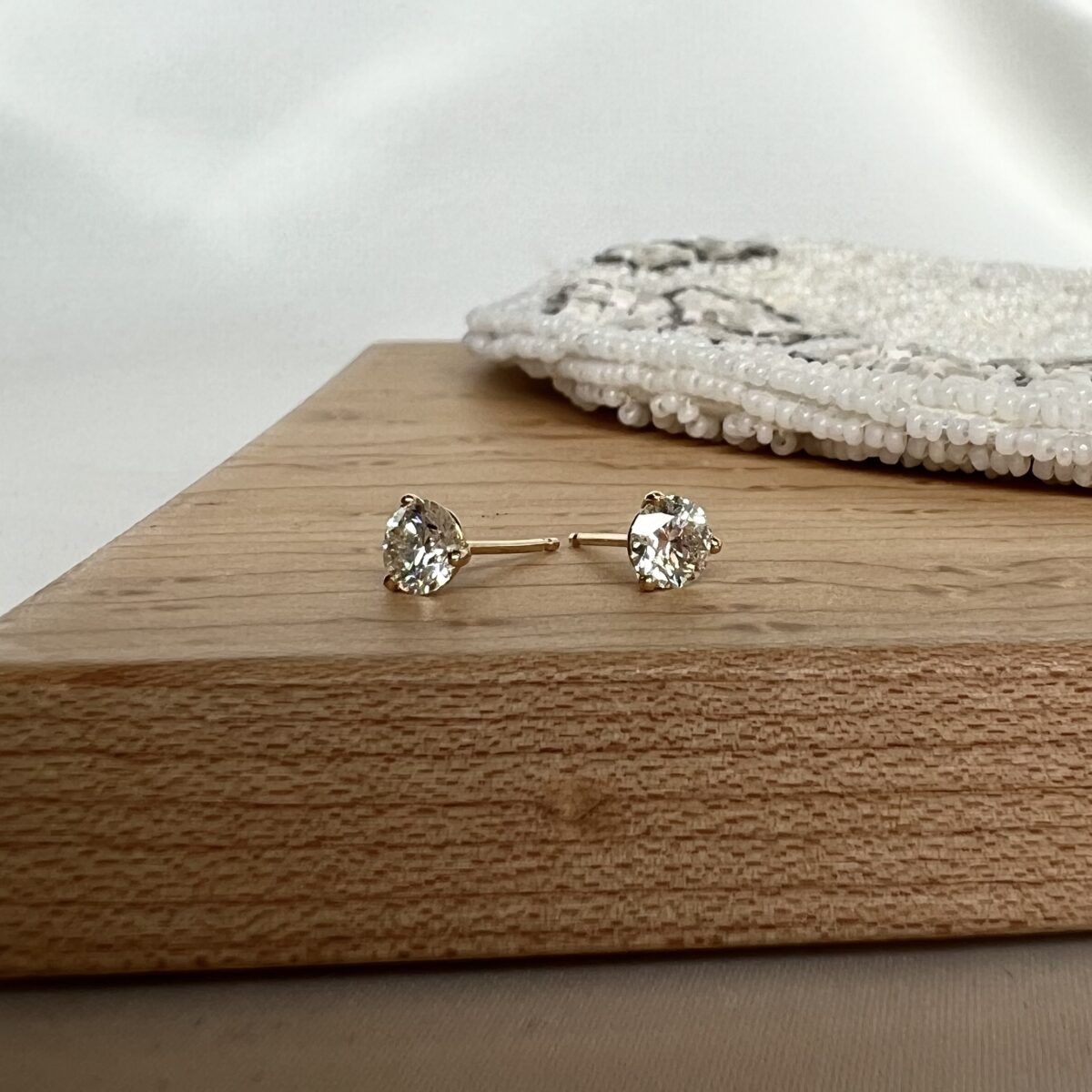 Yellow Gold .80 CT Diamond Stud Earrings