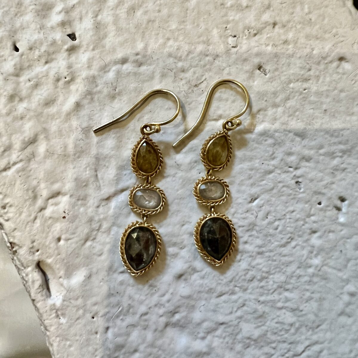 Natural Color Diamond Triple Drop Earring
