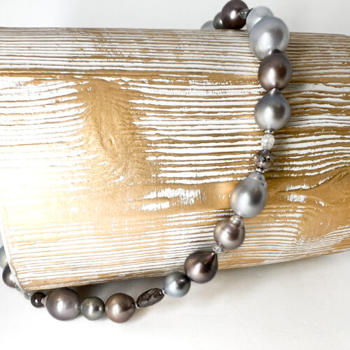 Baroque Tahitian Pearl and Diamond Strand