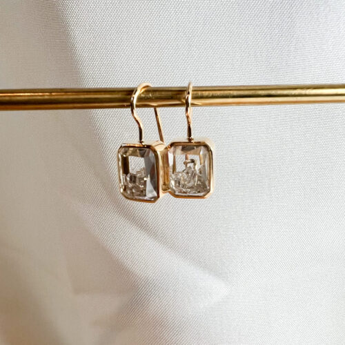 Yellow Gold and Diamond Esmeralda Earrings