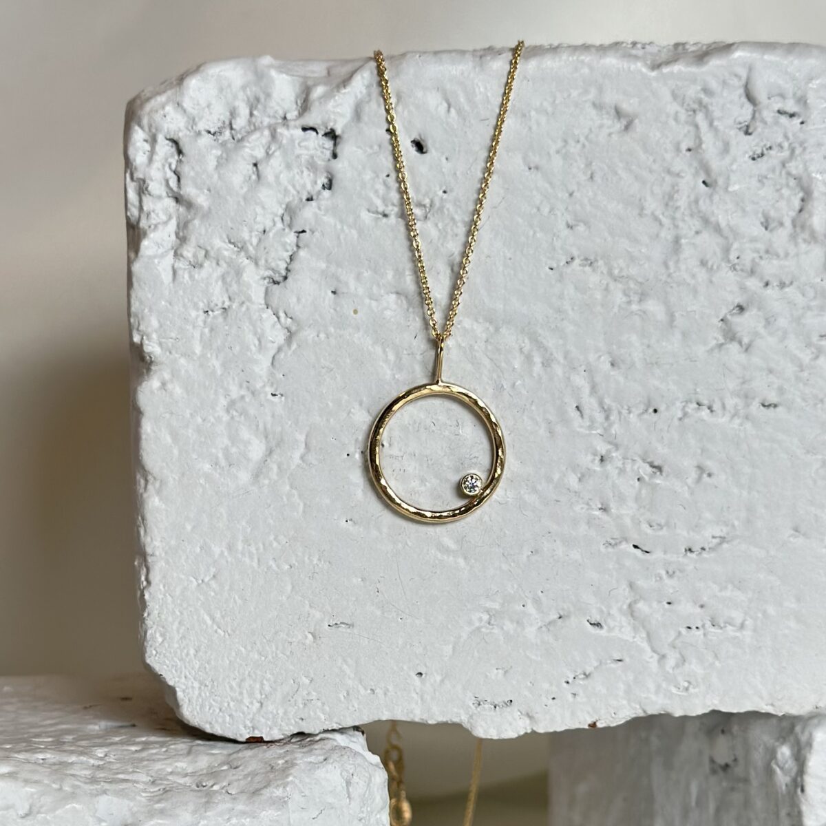 Yellow Gold and Diamond Open Circle Pendant