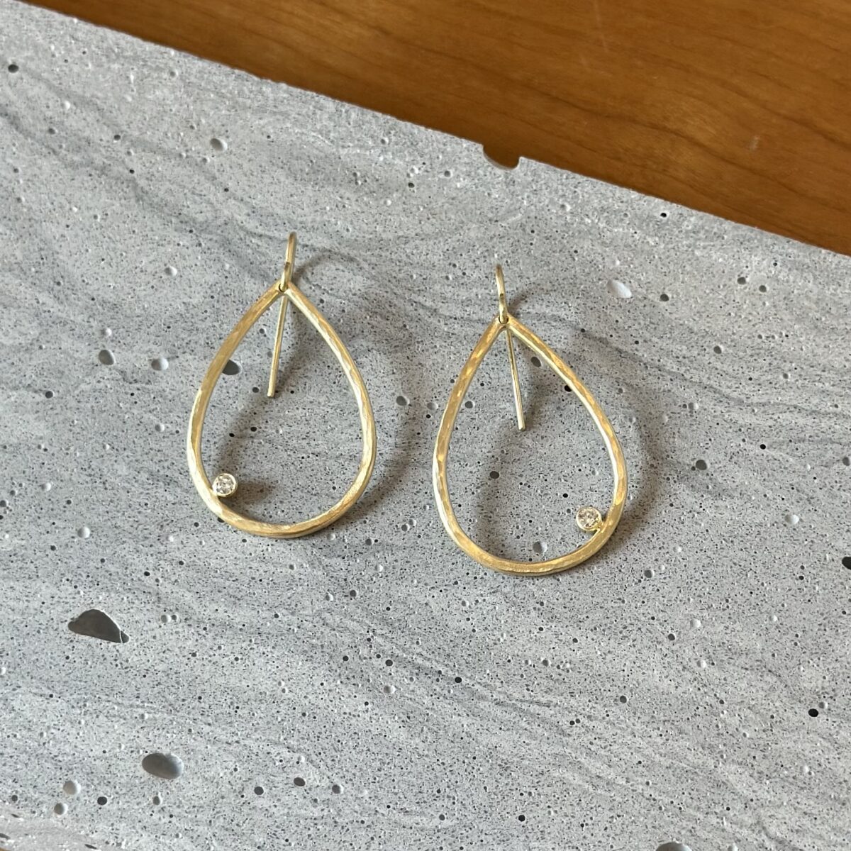 Yellow Gold and Diamond Pear Earrings