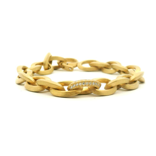 Yellow Gold and Diamond Oval Link Bracelet