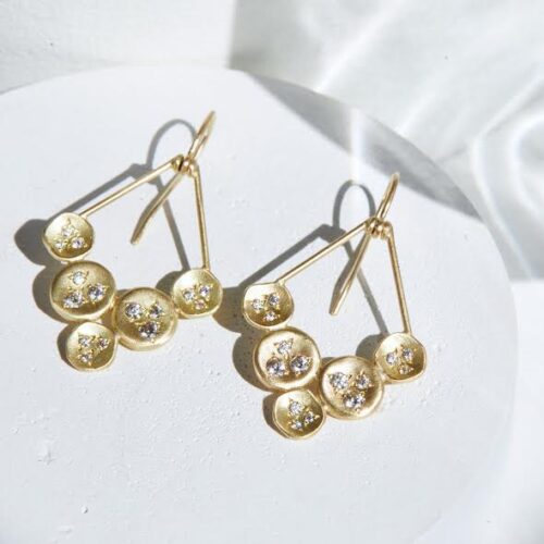 Yellow Gold and Diamond V Earrings