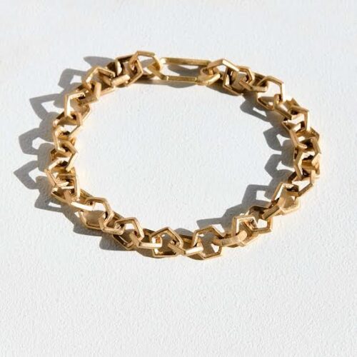 Yellow Gold Geometric Link Bracelet