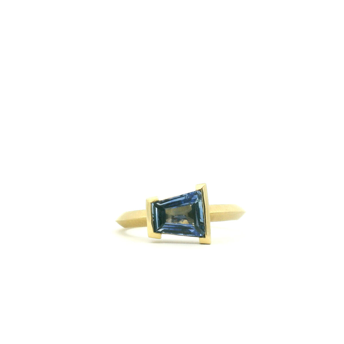 Tapered Baguette Blue Sapphire Rock Ring