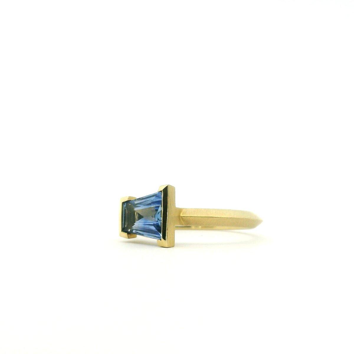 Tapered Baguette Blue Sapphire Rock Ring