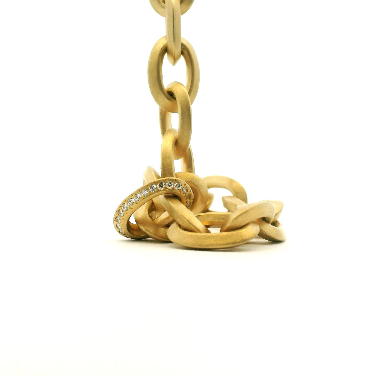 Yellow Gold and Diamond Oval Link Bracelet