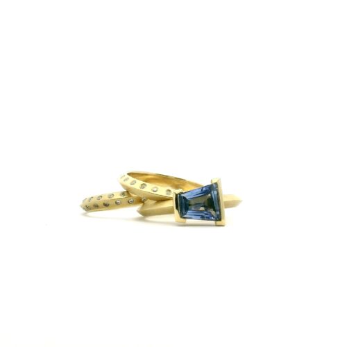 Tapered Baguette Blue Sapphire Rock Ring