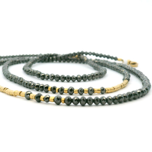 Gold and Black Diamond Necklace 34"