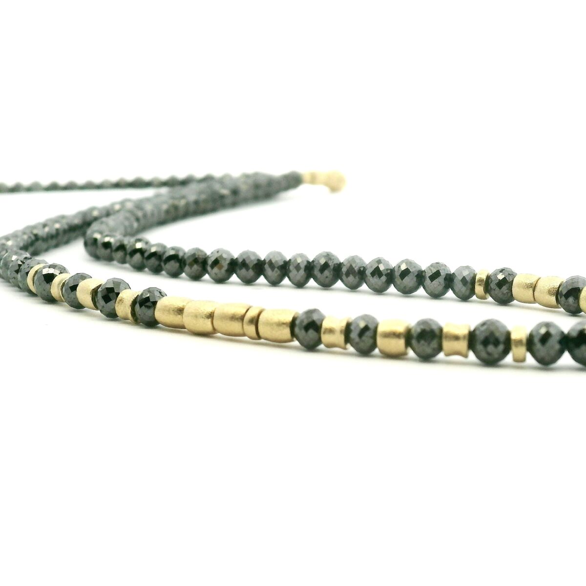 Faceted Black Diamond and gold strand