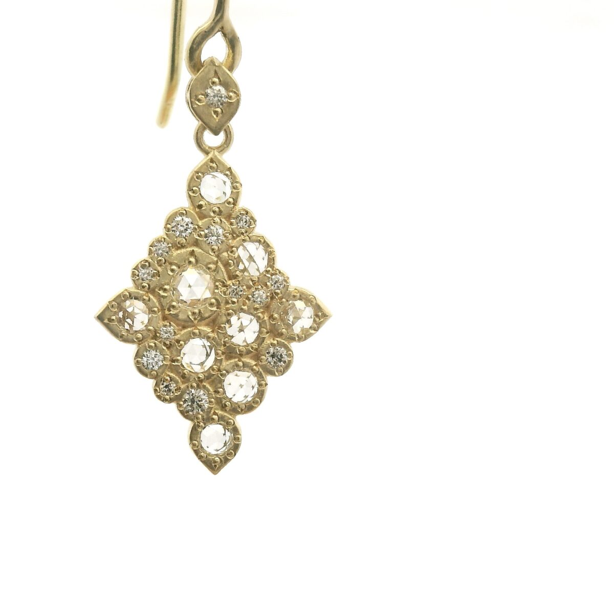 Yellow Gold and Rose cut Diamond 'Mosaic' Earrings
