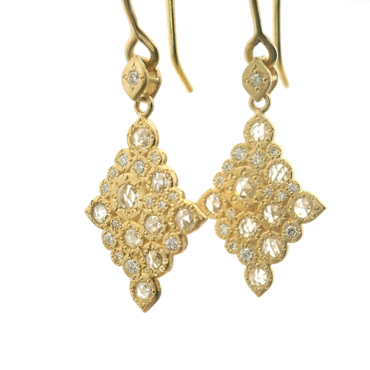 Yellow Gold and Rose cut Diamond 'Mosaic' Earrings