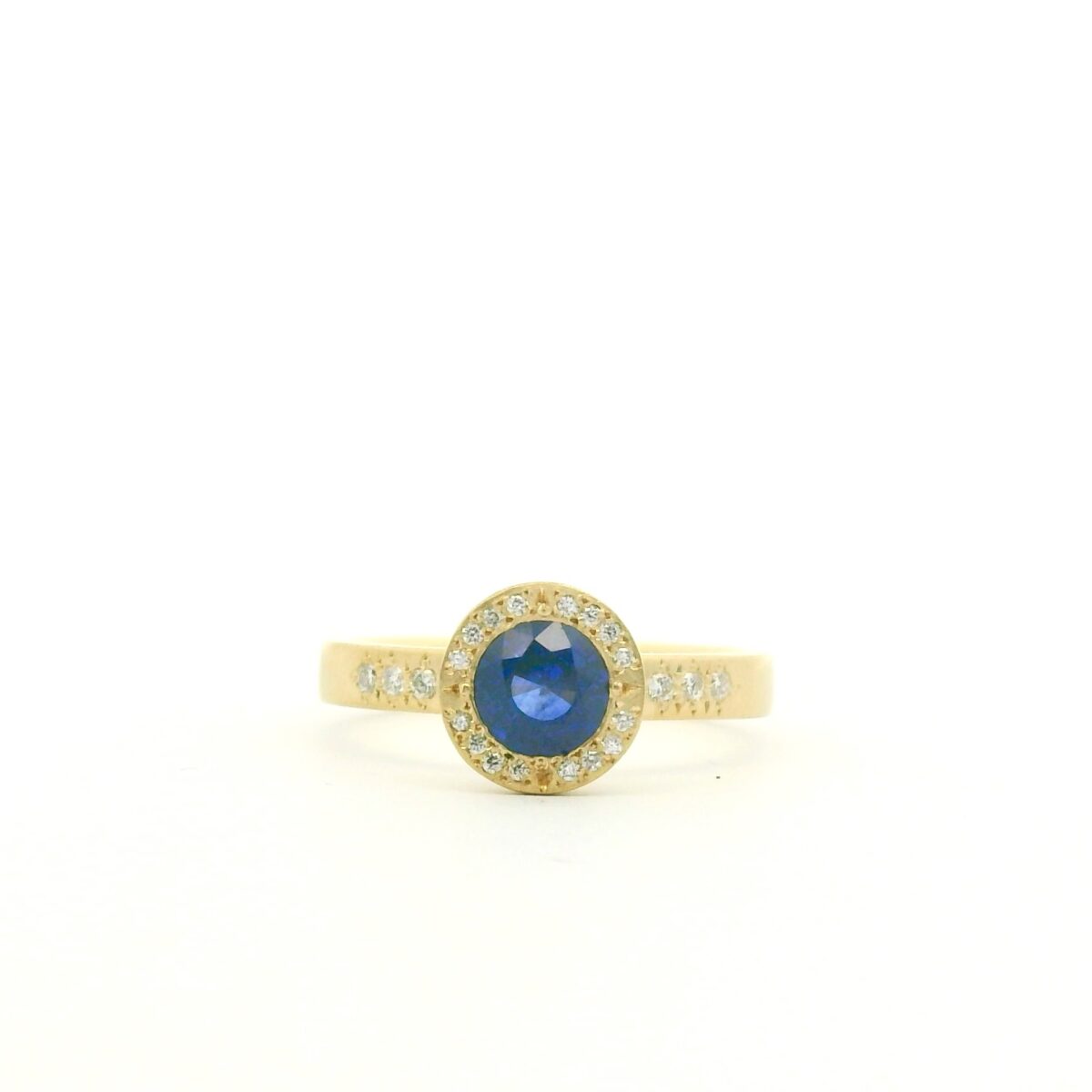 Yellow Gold Sapphire Halo ring