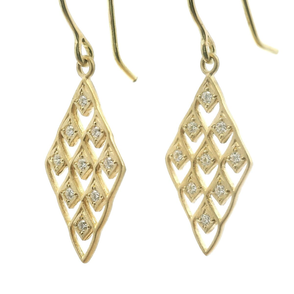 Yellow Gold and Diamond 'Lace' Earrings