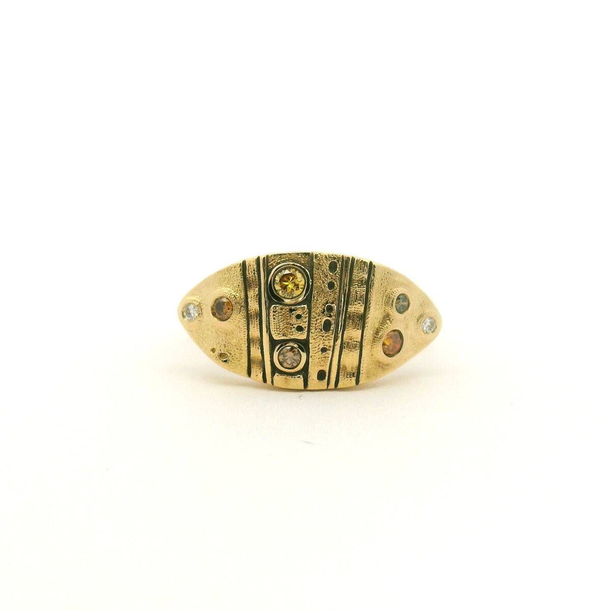 Gold and Diamond 'Leaf' Dome Ring