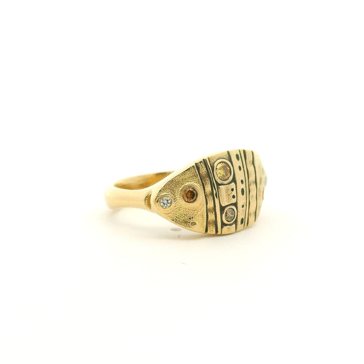 Gold and Diamond 'Leaf' Dome Ring