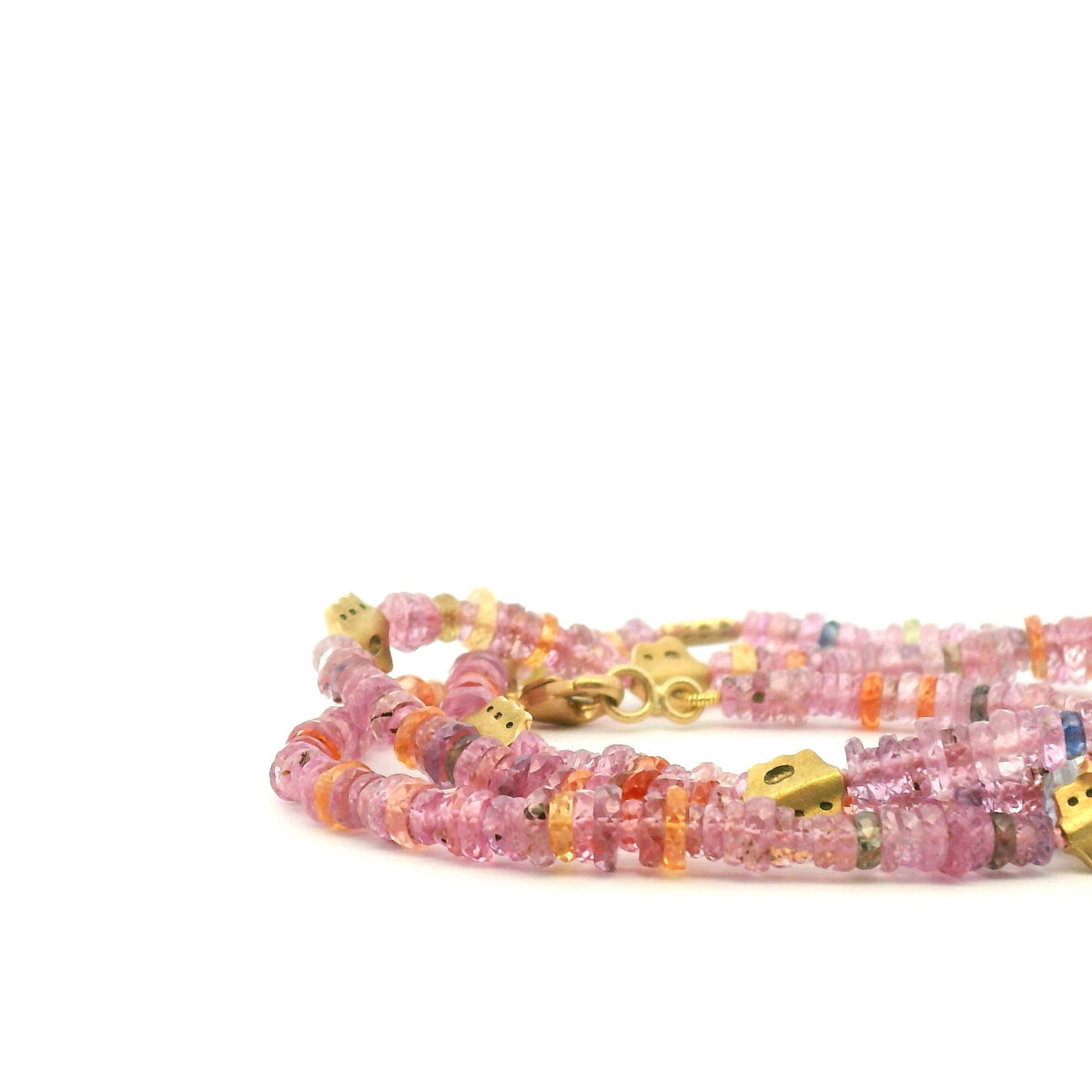 Yellow Gold and Pink Sapphire 'Flora' Beaded Necklace