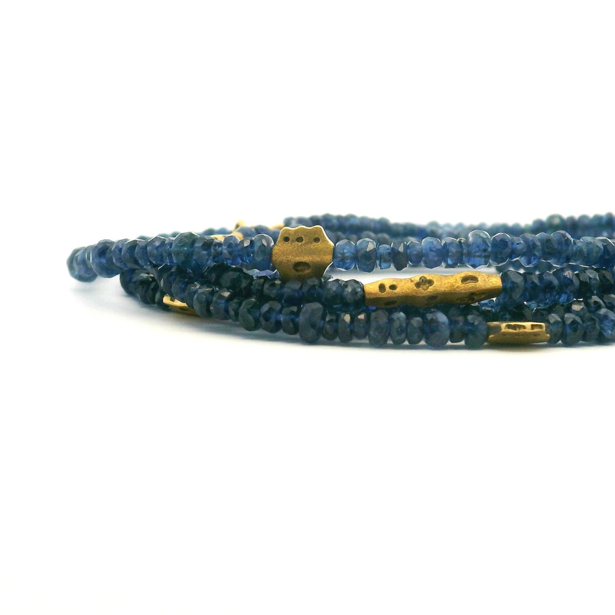 Mixed Blue Sapphire and Gold 'Flora' Necklace