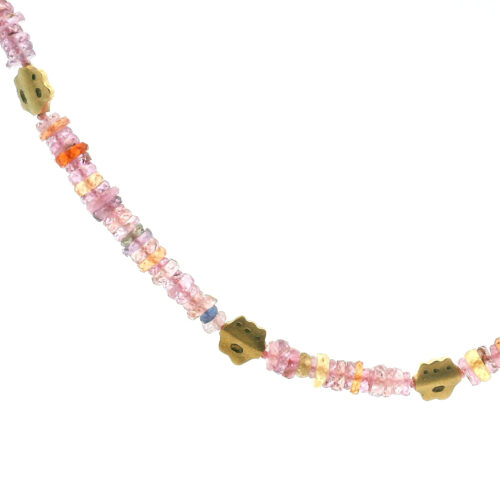Yellow Gold and Pink Sapphire 'Flora' Beaded Necklace
