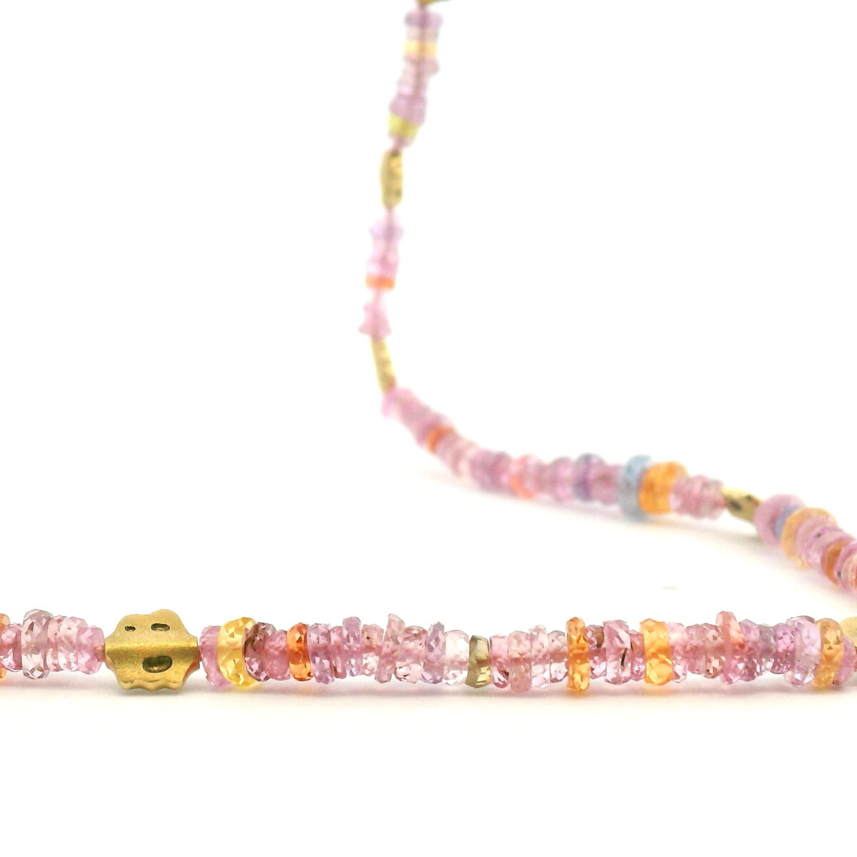 Yellow Gold and Pink Sapphire 'Flora' Beaded Necklace