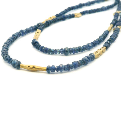 Mixed Blue Sapphire and Gold 'Flora' Necklace