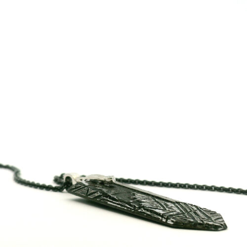 Platinum and Diamond Meteorite Pendant