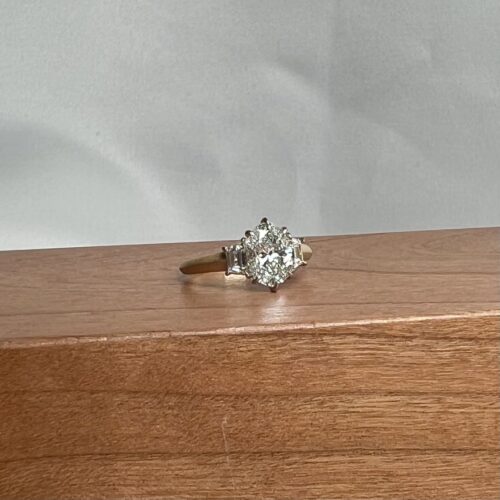 Yellow Gold and Oval Diamond Three Stone Ring