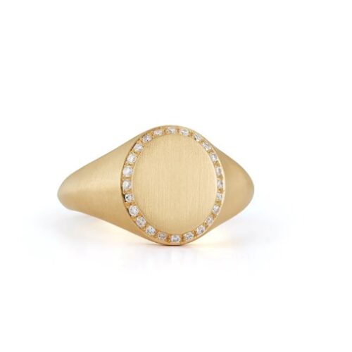 Yellow Gold and Diamond Signet RIng