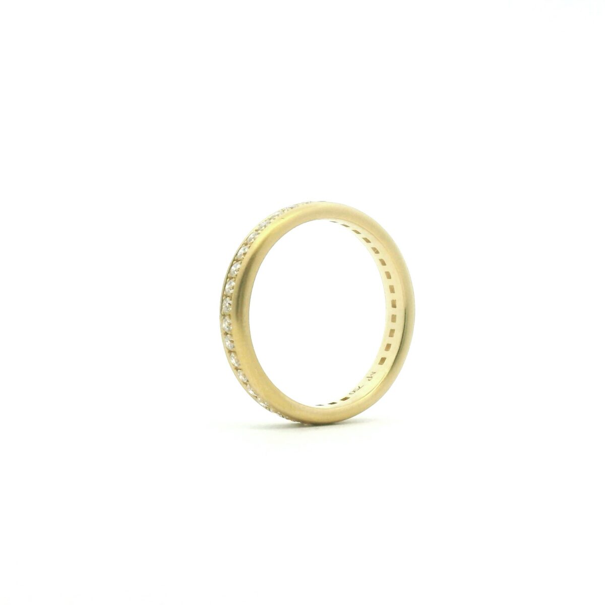 Diamond Bead Set Band with Gold Borders 3.5mm