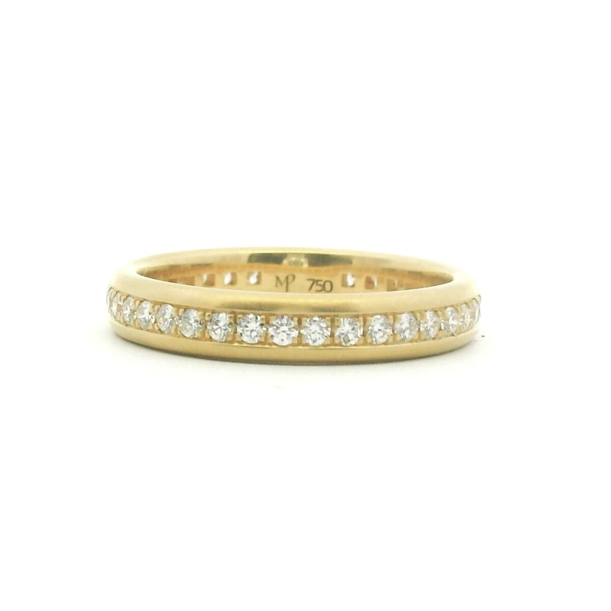 Diamond Bead Set Band with Gold Borders 3.5mm