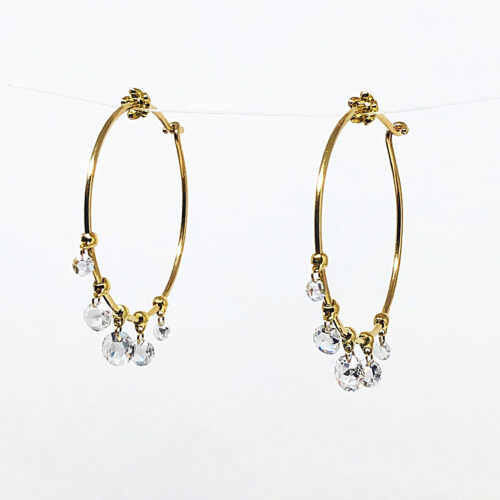 Rose Cut Diamond Briolette Hoops
