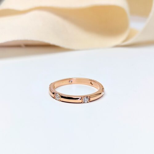 Single Diamond Station Ring, Rose Gold