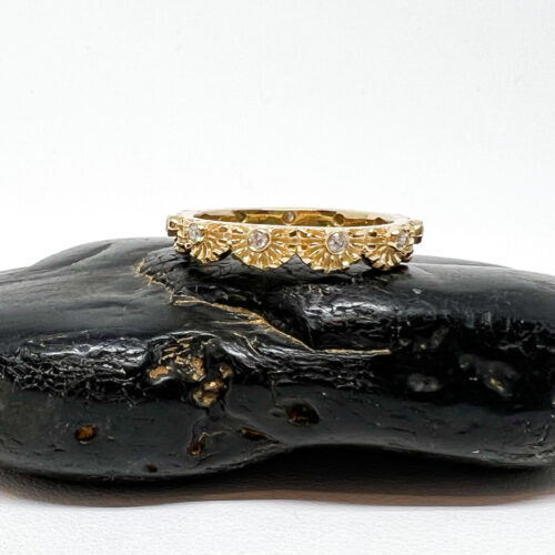 Yellow Gold and Diamond Half Dome Chakra Ring