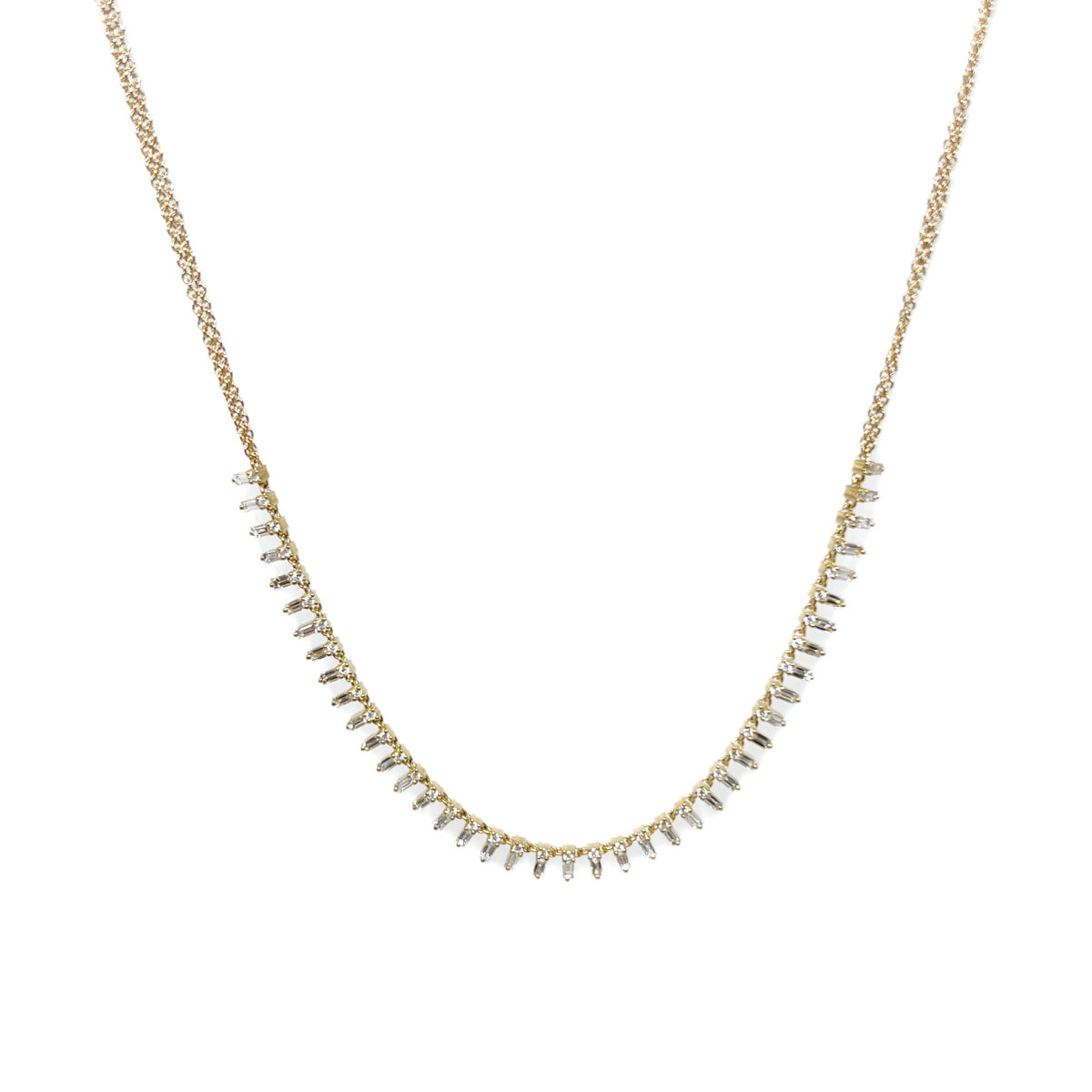 Yellow Gold Baguette Diamond Necklace