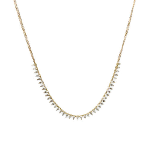 Yellow Gold Baguette Diamond Necklace