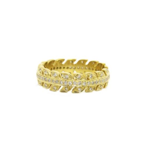 Yellow Gold and Diamond Arrow Band