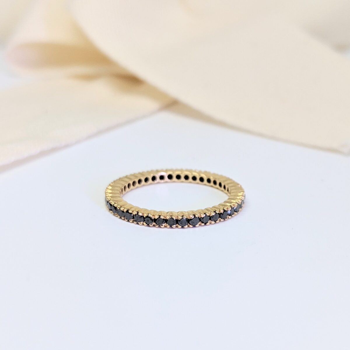 Yellow Gold, Black Diamond Eternity Band